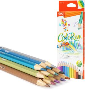 Карандаши цв. Deli EC127-12 ColoRun шестигран. дерево 12цв. коробка/европод. (12шт)