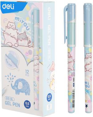 Ручка гелев. Deli MiYou EG15-BL ассорти d=0.5мм син. черн.