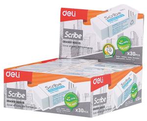Ластик Deli EH00110 Scribe 42x17x10мм белый картон.кор.