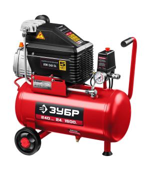 Компрессор поршневой Зубр КПМ-240-24 Н6 масляный 240л/мин 24л 1500Вт красный