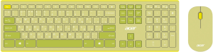 Клавиатура + мышь Acer OCC205 клав:зеленый/желтый мышь:зеленый/желтый USB беспроводная slim Multimedia (ZL.ACCEE.00E)