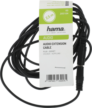 Адаптер аудио Hama H-205104 Jack 3.5 (m)/Jack 3.5 (f) 2.5м. черный (00205104)
