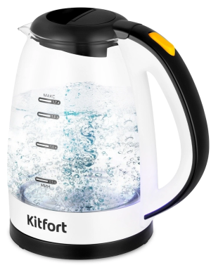 Чайник электрический Kitfort КТ-6637 1.7л. 2200Вт белый/черный корпус: стекло/пластик