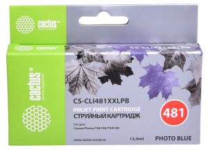 Картридж струйный Cactus CS-CLI481XXLPB CLI-481XLPB фото голубой (12.2мл) для Canon Pixma TS8140/TS9140