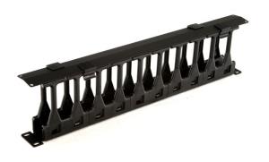 Кабельный органайзер горизонтальный Hyperline CMF-1U-FPL106-MCOV-RAL9005 односторонний гребенка 1U шир.:19" глуб.:106мм