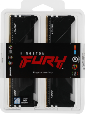 Память DDR4 2x8GB 3200MHz Kingston KF432C16BB2AK2/16 Fury Beast RGB RTL Gaming PC4-25600 CL16 DIMM 288-pin 1.35В kit dual rank с радиатором Ret
