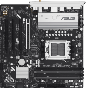 Материнская плата Asus B850M MAX GAMING WIFI SocketAM5 AMD B850 4xDDR5 mATX AC`97 8ch(7.1) GbLAN RAID+HDMI+DP