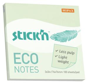 Блок самоклеящийся бумажный Stick`n ECO 21748 76x76мм 100лист. 60г/м2 пастель зеленый