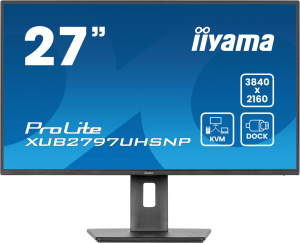 Монитор Iiyama 27" ProLite XUB2797UHSNP-B1 черный IPS LED 4ms 16:9 HDMI M/M матовая HAS Piv 1300:1 350cd 178гр/178гр 3840x2160 60Hz DP 4K USB 6.3кг