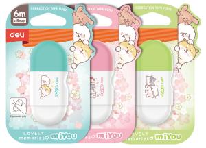 Лента коррект. Deli EH352 6мх5мм ассорти корпус белый блистер