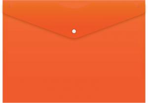 Конверт на кнопке Бюрократ -PK803ANOR A4 непрозрачный пластик 0.18мм оранжевый