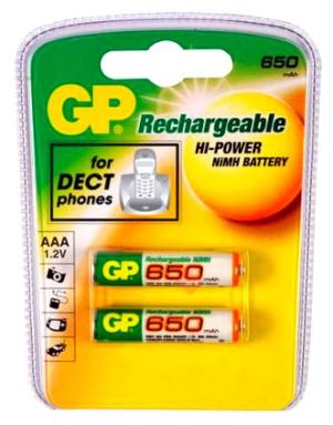 Аккумулятор GP 65AAAHC AAA NiMH 650mAh (2шт)