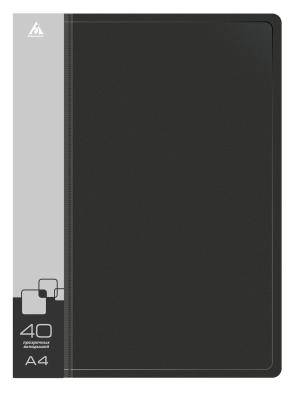 Папка с 40 прозр.вклад. Бюрократ -BPV40BLCK A4 пластик 0.65мм торц.карм с бум. встав черный