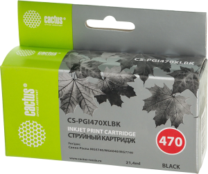 Картридж струйный Cactus CS-PGI470XLBK PGI-470XLBK черный пигментный (21.4мл) для Canon Pixma MG5740/MG6840/MG7740/TS5040/6040/8040/9040