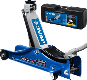 Домкрат Зубр Профессионал 43058-2-K подкатной гидравлический синий/серый