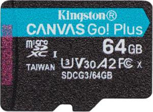 Флеш карта microSDXC 64GB Kingston SDCG3/64GBSP Canvas Go! Plus w/o adapter