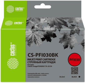 Картридж струйный Cactus CS-PFI030BK PFI-030BK черный пигментный (55мл) для Canon imagePROGRAF TA-20/30