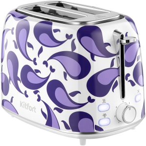 Тостер Kitfort КТ-6863 1080Вт белый/фиолетовый