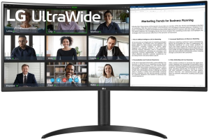 Монитор LG 34" UltraWide 34WR55QK-B черный VA LED 5ms 21:9 HDMI матовая HAS 300cd 178гр/178гр 3440x1440 100Hz DP Ultra WQHD USB 6.9кг
