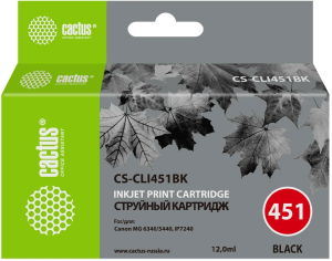 Картридж струйный Cactus CS-CLI451BK черный (12мл) для Canon MG6340/5440/IP7240