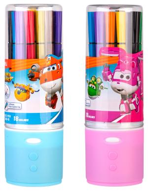 Фломастеры Deli EC150-18 Super Wings 18цв. пластиковая туба