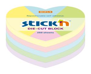Блок самоклеящийся бумажный Stick`n 21835 64x67мм 250лист. пастель ассорти "сердце"