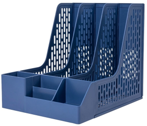 Лоток вертикальный Deli E9847 BLUE E9847 3отд. сборный для бумаг 253x320x275мм синий пластик пластиковый пакет