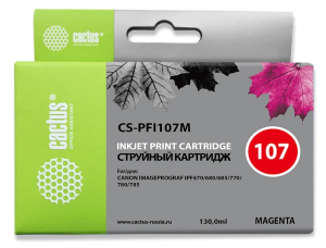 Картридж струйный Cactus CS-PFI107M PFI-107 M пурпурный (130мл) для Canon IP iPF670/iPF680/iPF685/iPF770/iPF780/iPF785/