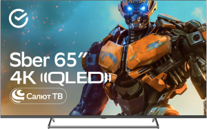 Телевизор QLED Sber 65" SDX-65UQ5231 Салют ТВ темно-серый 4K Ultra HD 60Hz DVB-T DVB-T2 DVB-C DVB-S DVB-S2 USB WiFi Smart TV (RUS)
