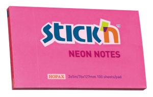 Блок самоклеящийся бумажный Stick`n 21169 76x127мм 100лист. 70г/м2 неон малиновый