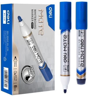 Маркер для досок Deli EU052-BL Mate пулевидный пиш. наконечник 2мм 1цв. синий коробка