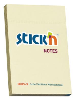 Блок самоклеящийся бумажный Stick`n 21006 51x76мм 100лист. 70г/м2 пастель желтый