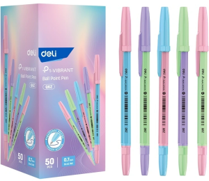 Ручка шариков. Deli P1 (EQ6Z) d=0.7мм син. черн. карт.уп.