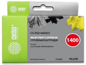 Картридж струйный Cactus CS-PGI1400XLY PGI-1400 желт.пигм. (12мл) для Canon MB2050/MB2350/MB2040/MB2340