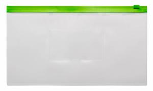 Папка на молнии ZIP Бюрократ -BPM6AGRN полипропилен 0.15мм карм.для визит. цвет молнии зеленый Travel формат