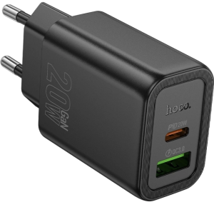 Сетевое зар./устр. Hoco N61 Gentle 20W 3A (PD+QC) USB/USB Type-C универсальное черный (44235)