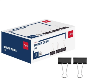 Зажимы Deli EZ62 металл 41мм черный (упак.:12шт) картонная коробка