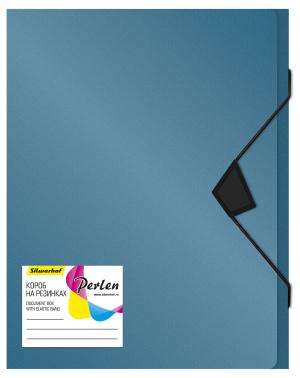Папка-короб на резинке Silwerhof Perlen 255121-74 пластик 0.8мм A4 синий металлик
