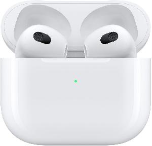 Гарнитура вкладыши Apple AirPods 3 A2565,A2564,A2897 белый беспроводные bluetooth в ушной раковине (MPNY3ZA/A)