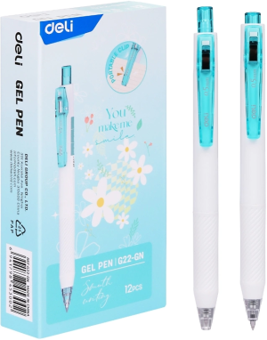 Ручка гелев. Deli EG22-GN белый/зеленый d=0.5мм зел. черн. кор.