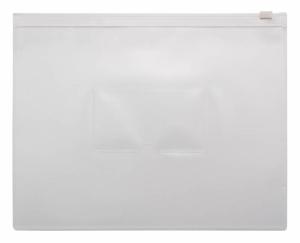 Папка на молнии ZIP Бюрократ -BPM5AWT A5 полипропилен 0.15мм карм.для визит. цвет молнии белый