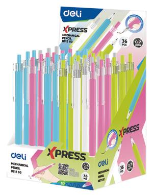 Карандаш мех. Deli EU61200 Xpress 0.7мм пластик ассорти дисплей