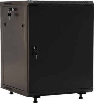 Шкаф коммутационный Hyperline (TWB-FC-1266-SR-RAL9004) настенный 12U 600x600мм пер.дв.металл 2 бок.пан. задн.дв.спл.стал.лист 60кг черный 650мм IP20 сталь