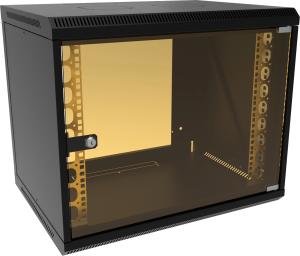 Шкаф коммутационный Suprlan (05-1093-B) настенный 6U 600x450мм пер.дв.стекл направл.под закл.гайки 70кг черный 385мм 19.01кг 500мм металл