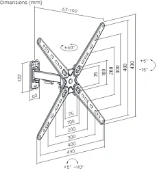 Кронштейн для телевизора Ultramounts UM957 черный 13"-55" макс.25кг настенный поворот и наклон