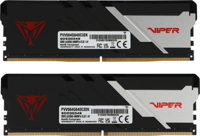 Память DDR5 2x32GB 6400MHz Patriot PVV564G640C32K Viper Venom RTL Gaming PC5-51200 CL32 DIMM 288-pin 1.4В с радиатором Ret