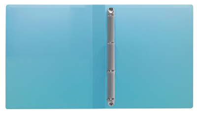 Папка панорама на 4-х кольцах Бюрократ Pastel PAST0740/4RBLUE A4 пластик 0.7мм кор.40мм торц.карм с бум. встав голубой