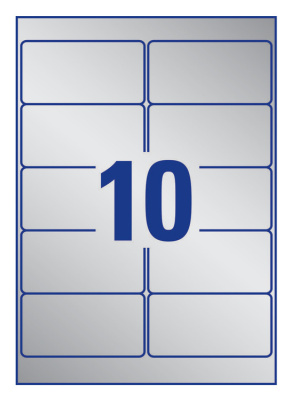 Этикетки Avery Zweckform L6012-20 A4 96x50.8мм 10шт на листе/196г/м2/20л./серебристый матовое самоклей. для лазерной печати