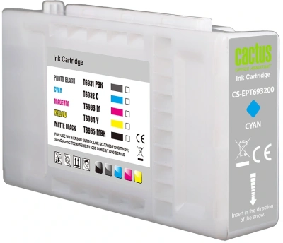 Картридж струйный Cactus CS-EPT693200 T6932 голубой (350мл) для Epson SureColor SC-T3000/T3070/T3200/T5000/5200
