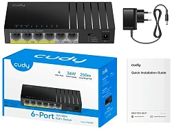 Коммутатор Cudy FS106P (L2) 6x100Мбит/с 4PoE+ 36W неуправляемый
